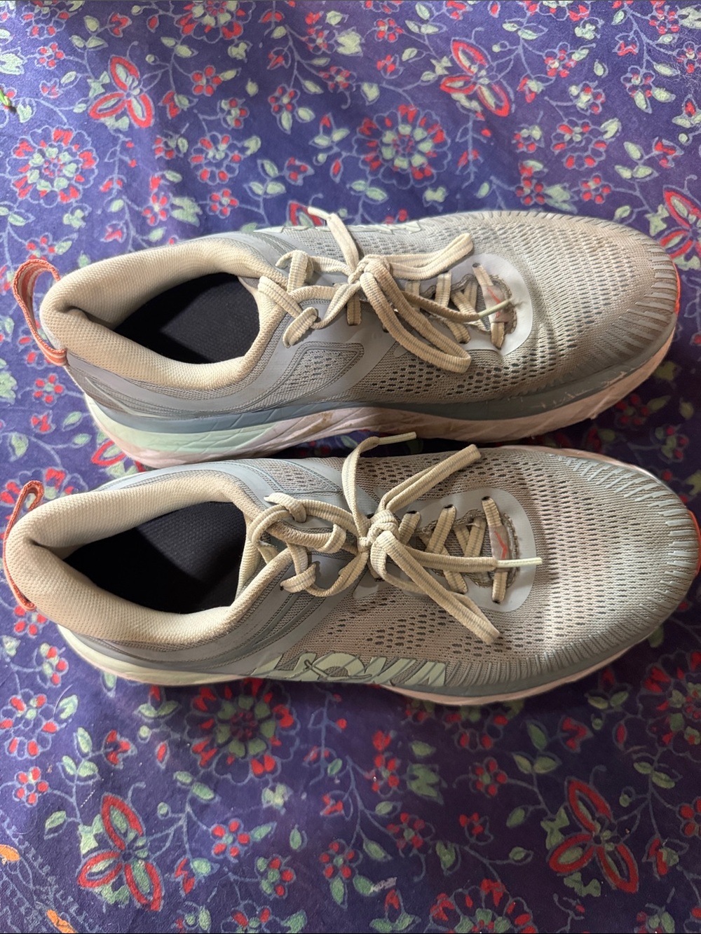 Hoka One One Women's Light Gray with Mint Accent Running Sneakers